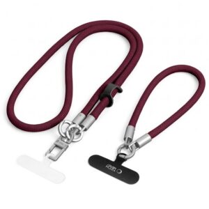 Dirželiai telefonui Tech-Protect C10S Rope Crossbody & Wrist, bordo ir titano