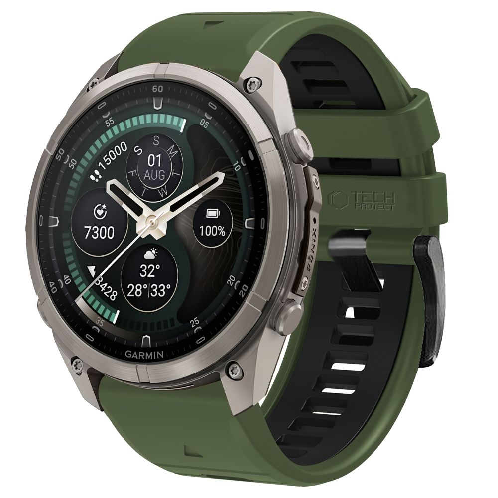 Dirželis Tech-Protect IconBand Pro Garmin Fenix 5X / 5X Plus / 6X / 6X Pro / 7X / 8 / 8 Pro / 9 / 9 Pro (47 mm), žalias/juodas