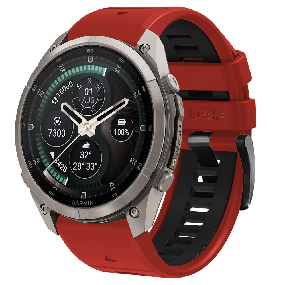 Dirželis Tech-Protect IconBand Pro Garmin Fenix 5X / 5X Plus / 6X / 6X Pro / 7X / 8 / 8 Pro / 9 / 9 Pro (47 mm), raudonas / juodas