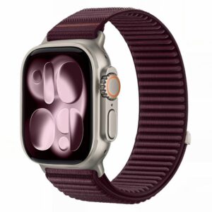 Dirželis Tech-Protect NylonLoop Apple Watch 8 / 9 / 10 / 11 / 12 / SE / Ultra (44 / 45 / 46 / 49 mm), tamsiai bordo