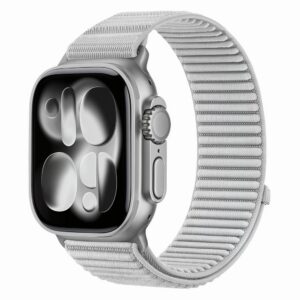 Dirželis Tech-Protect NylonLoop Apple Watch 8 / 9 / 10 / 11 / 12 / SE / Ultra (44 / 45 / 46 / 49 mm), šviesiai pilkas