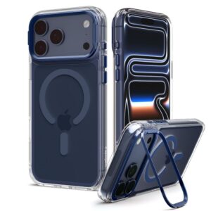 Dėklas Spigen Ultra Hybrid Optik S MagSafe iPhone 17 Pro / 18 Pro, skaidrus / tamsiai mėlynas