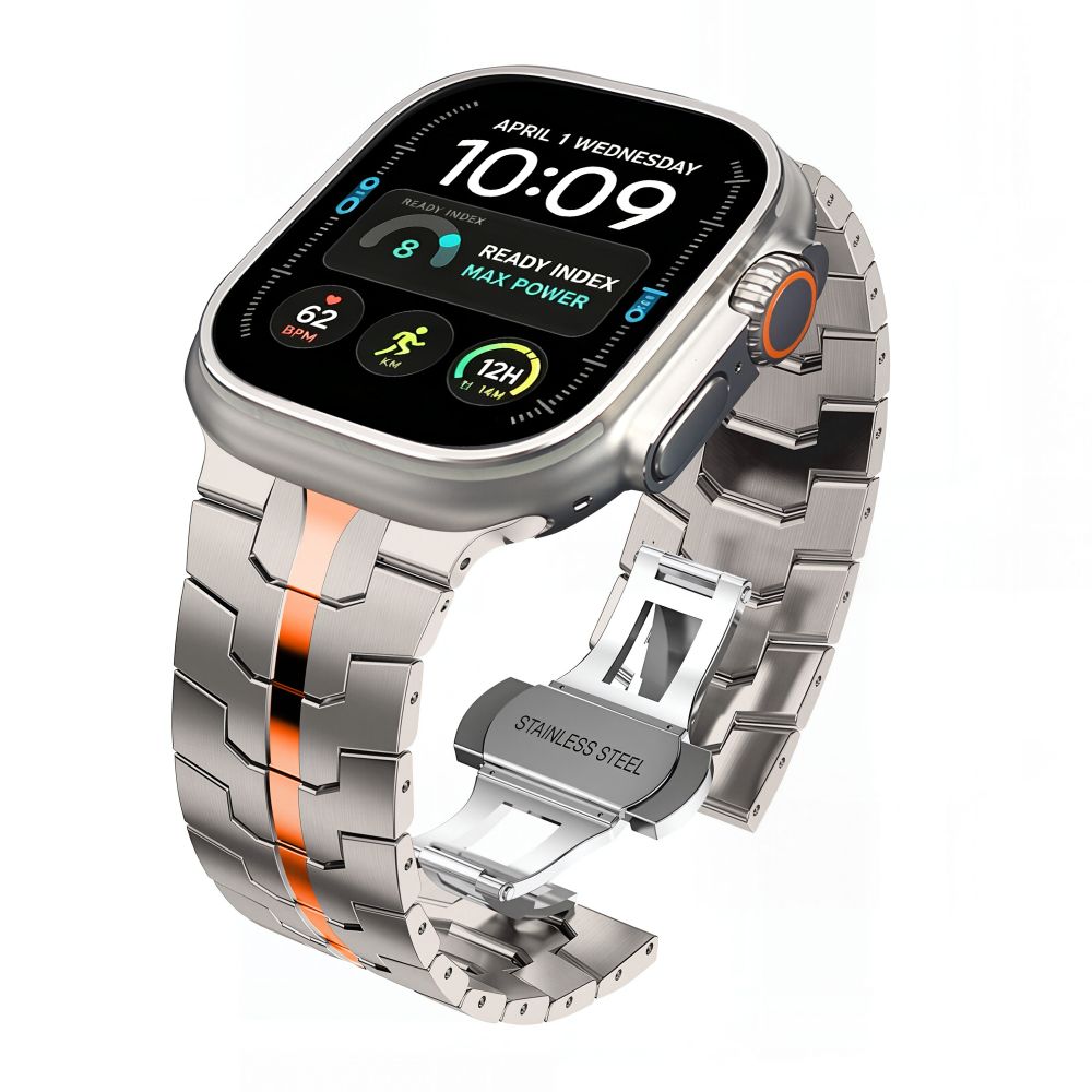 Dirželis Tech-Protect Stainless Apple Watch 8 / 9 / 10 / 11 / 12 / SE / Ultra (44 / 45 / 46 / 49 mm), titano oranžinis - Image 2