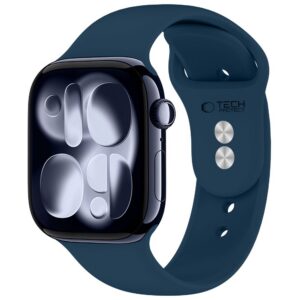 Dirželis Tech-Protect Silicone Apple Watch 8 / 9 / 10 / 11 / 12 / SE / Ultra (44 / 45 / 46 / 49 mm), tamsiai mėlynas