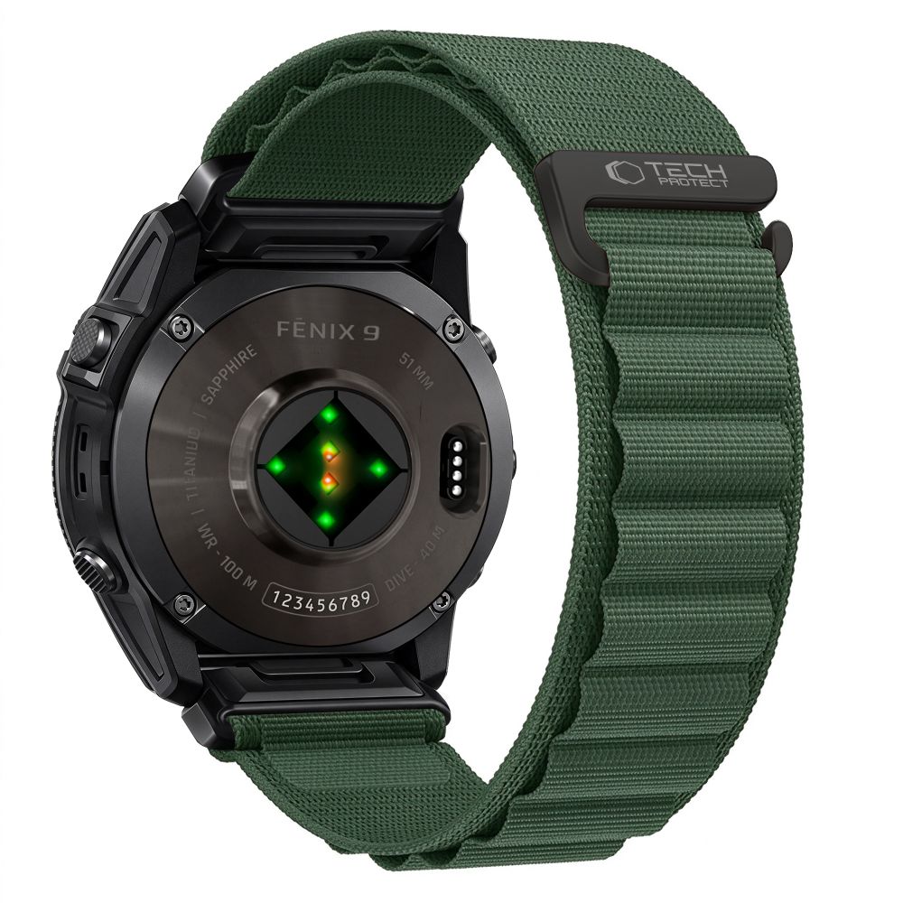 Dirželis Tech-Protect Nylon Pro Garmin Fenix 5X / 5X Plus / 6X / 6X Pro / 7X / 8 / 8 Pro / 9 / 9 Pro (47 mm), tamsiai žalias