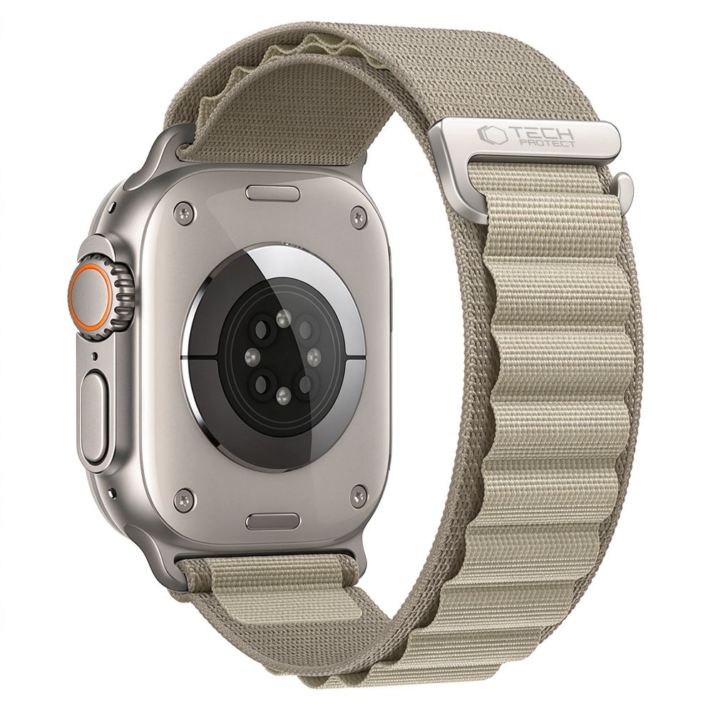 Dirželis Tech-Protect Nylon Pro Apple Watch 8 / 9 / 10 / 11 / 12 / SE / Ultra (44 / 45 / 46 / 49 mm), titano / alyvuogių