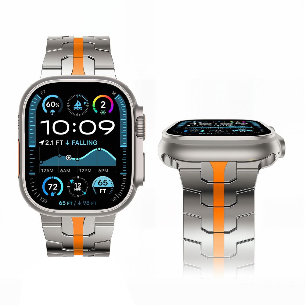 Dirželis Tech-Protect Stainless Apple Watch 8 / 9 / 10 / 11 / 12 / SE / Ultra (44 / 45 / 46 / 49 mm), titano oranžinis - Image 3
