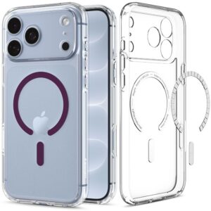 Dėklas Spigen Ultra Hybrid MagSafe iPhone 17 Pro / 18 Pro, skaidrus/bordo