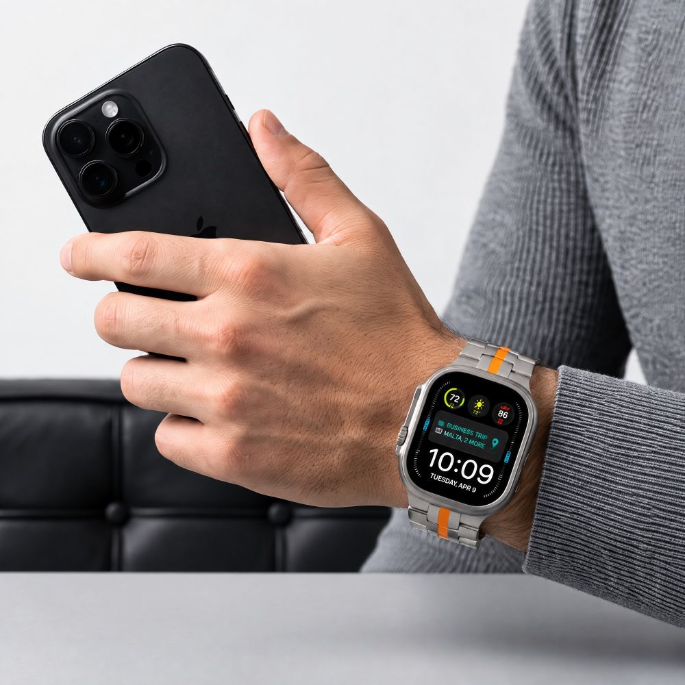 Dirželis Tech-Protect Stainless Apple Watch 8 / 9 / 10 / 11 / 12 / SE / Ultra (44 / 45 / 46 / 49 mm), titano oranžinis - Image 5
