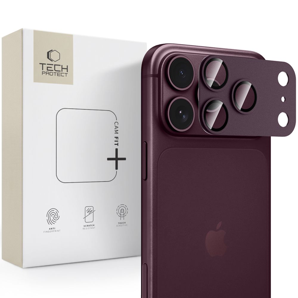 Kameros apsauginis stiklas Tech-Protect Camfull Fit+ iPhone 18 Pro Max, bordo