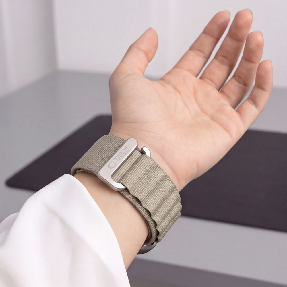 Dirželis Tech-Protect Nylon Pro Apple Watch 8 / 9 / 10 / 11 / 12 / SE / Ultra (44 / 45 / 46 / 49 mm), titano / alyvuogių - Image 5