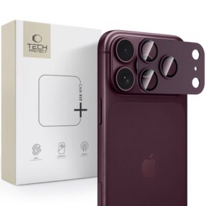 Kameros apsauginis stiklas Tech-Protect Camfull Fit+ iPhone 18 Pro, bordo