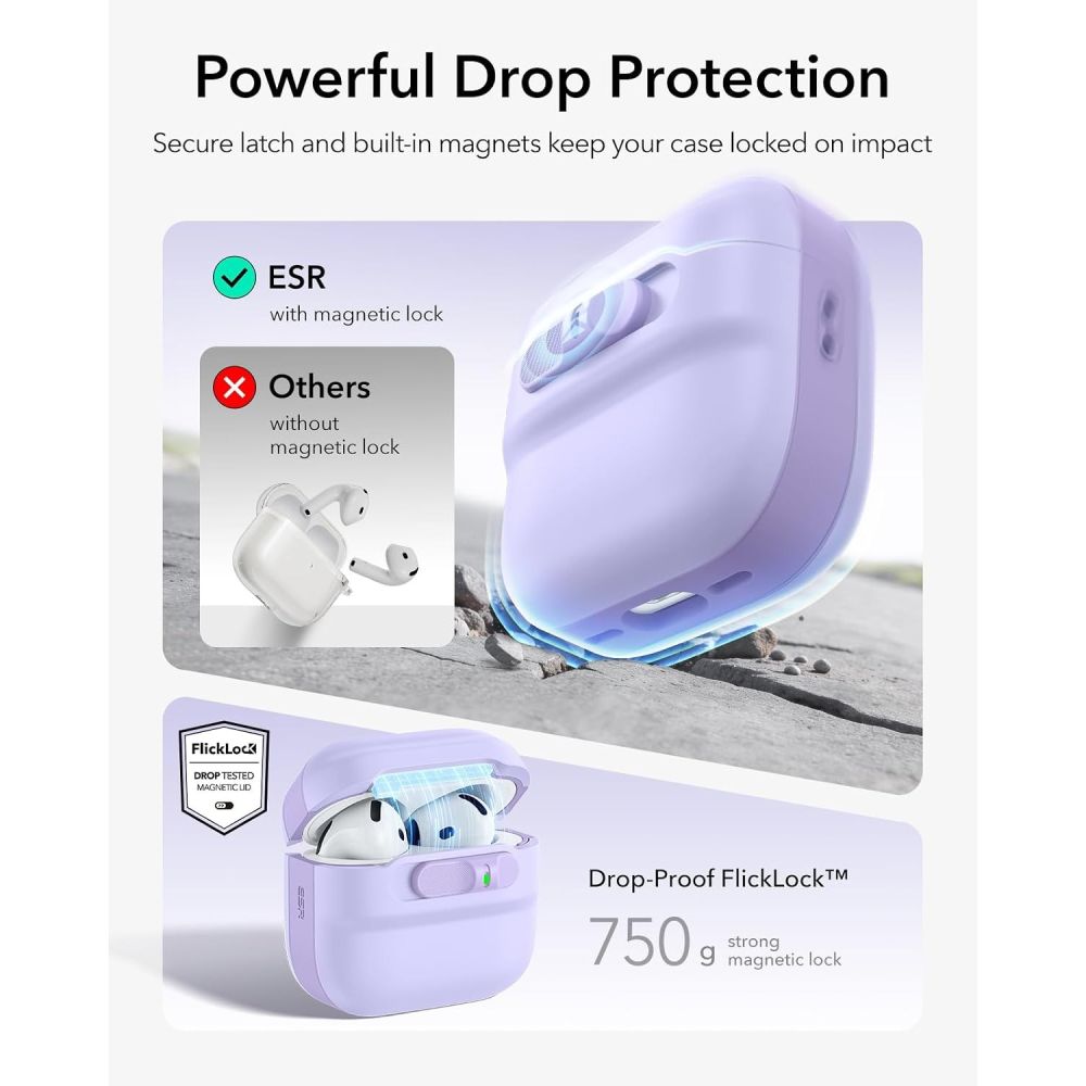 Dėklas ESR Pulse HaloLock MagSafe Apple AirPods 4 / 5, levandinis - Image 6