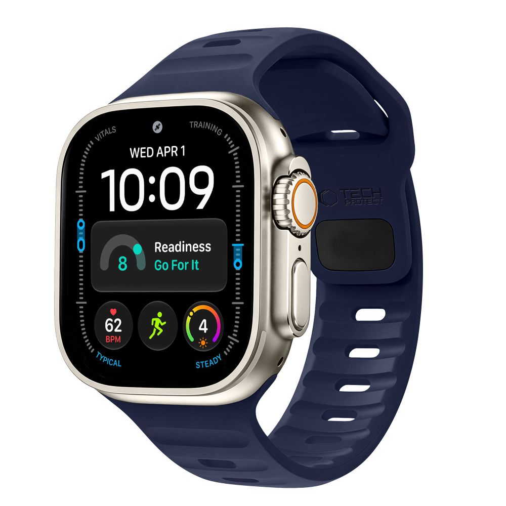 Dirželis Tech-Protect Silicone Line Apple Watch 8 / 9 / 10 / 11 / 12 / SE / Ultra (44 / 45 / 46 / 49 mm), atlanto mėlynas