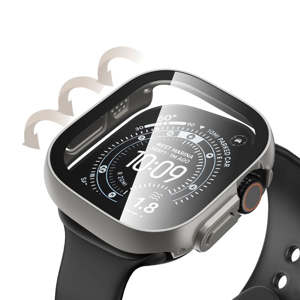 Dėklas Tech-Protect Defense Apple Watch Ultra 1 / 2 / 3 / 4 (49 mm), 2 vnt., titano ir skaidrus - Image 5
